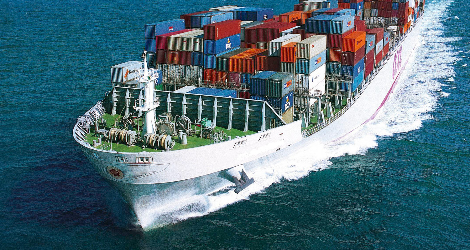 Container ship underway at sea