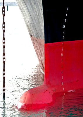 Vessel draft marks at the waterline